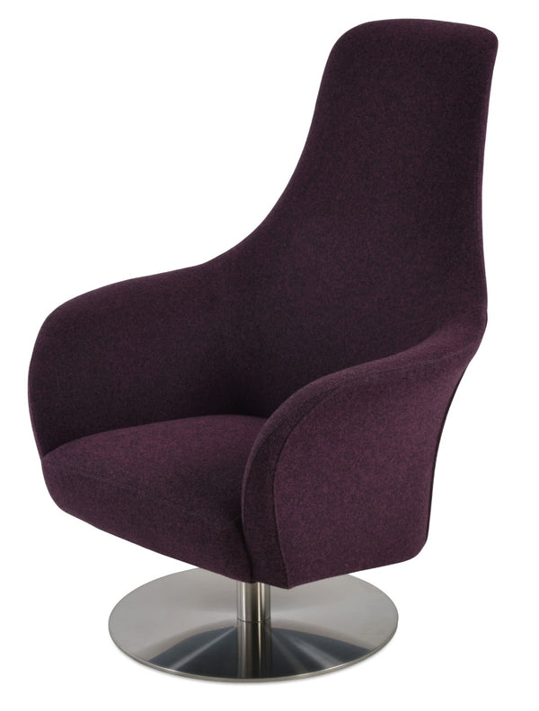 Soho Concept Bottega Lounge Chair Swivel Round - Luxurious Wool Upholstery, Modern Design, 10-year Guarantee! Deep Maroon  Soho-concept-dining-chair-13275