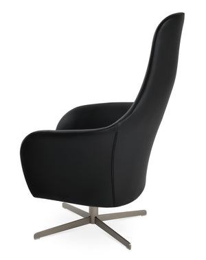 Soho Concept Eiffel 4 Star Swivel Armchair - Modern Leatherette Design With Chrome Base & 2-year Guarantee, 350 Lbs Support Black,Chrome  Soho-concept-dining-chair-12363