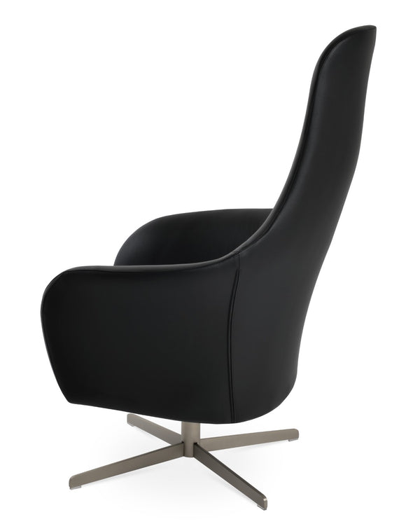 Soho Concept Eiffel 4 Star Swivel Armchair - Modern Leatherette Design With Chrome Base & 2-year Guarantee, 350 Lbs Support Black,Chrome  Soho-concept-dining-chair-12363