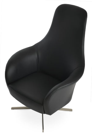 Soho Concept Soho Flat Lounge Armchair - Modern Leatherette Upholstery With Chrome Base For Stylish Comfort Black,Chrome  Soho-concept-dining-chair-12365