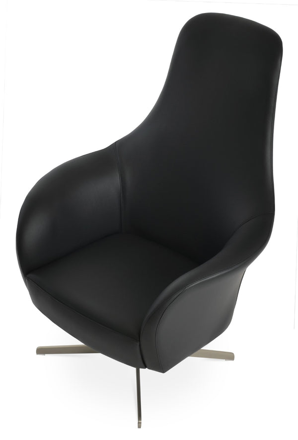 Soho Concept Soho Flat Lounge Armchair - Modern Leatherette Upholstery With Chrome Base For Stylish Comfort Black,Chrome  Soho-concept-dining-chair-12365