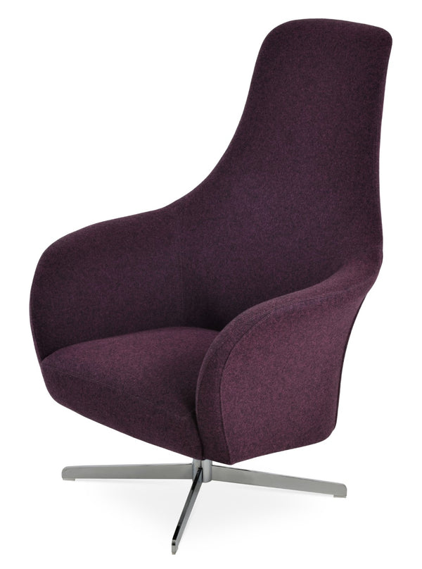 Soho Concept Hilton Lounge Swivel Chair - Stylish 4 Star Base, Camira Blazer Wool & 10-year Guarantee, Chrome Finish Chrome  Soho-concept-dining-chair-12361