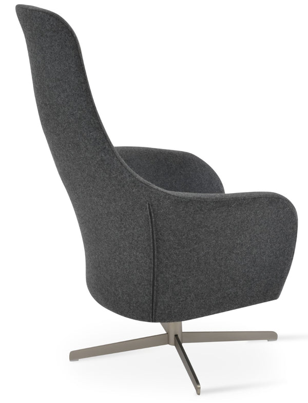 Soho Concept Pierre J. Soft Arm Lounge Chair - Solid Ash Wood Frame, Walnut Finish, Plush Dark Grey Wool Upholstery Dark Grey  Soho-concept-dining-chair-13273