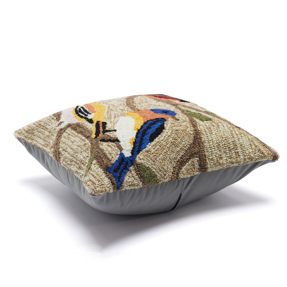 Trans Ocean Liora Manne Frontporch Birds Pillow - Vibrant 18" X 18" Indoor/Outdoor Decor For Whimsical Spaces Multi Polyester,Acrylic 7fp8s144044