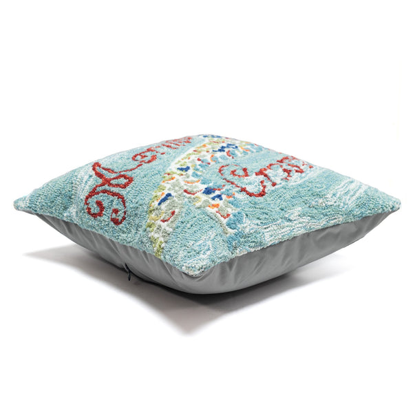 Trans Ocean Liora Manne Mermaid Crossing Indoor/Outdoor Pillow - Coastal Charm With Vibrant Aqua & Jewel Tails Blue Polyester,Acrylic 7fp8s144803