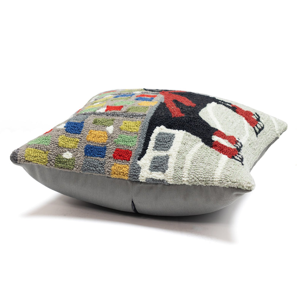 Trans Ocean Liora Manne Holiday Ice Dog Indoor/Outdoor Pillow - Whimsical Winter Scene For Festive Decor Red Polyester,Acrylic 7fp8s152624