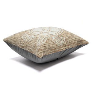 Trans Ocean Liora Manne Frontporch Turtle Indoor/Outdoor Handmade Pillow - Coastal Geometric Accent Design Natural Polyester,Acrylic 7fp8s163412