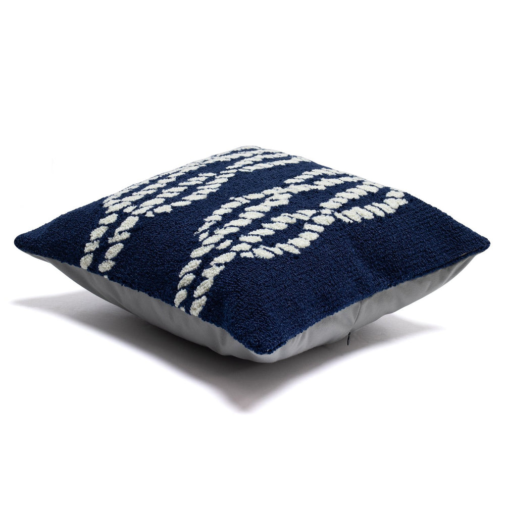 Trans Ocean Liora Manne Indoor/Outdoor Handmade Pillow - Nautical Geometric Coastal Accent For Home Décor Navy Polyester,Acrylic 7fp8s163633