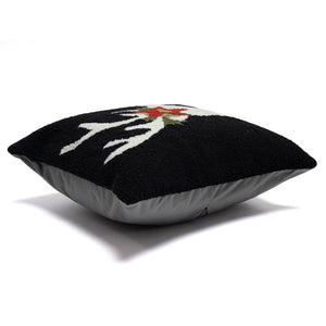 Trans Ocean Liora Manne Festive Reindeer Indoor/Outdoor Handmade Pillow - Geometric Winter Home Accent Decor Black Polyester,Acrylic 7fp8s181848