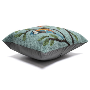 Trans Ocean Liora Birds On Branches Aqua Pillow - 18"X18" Handmade Indoor/Outdoor Botanical Accent Decor Blue Polyester,Acrylic 7fp8s227004