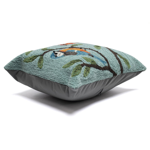 Trans Ocean Liora Birds On Branches Aqua Pillow - 18"X18" Handmade Indoor/Outdoor Botanical Accent Decor Blue Polyester,Acrylic 7fp8s227004