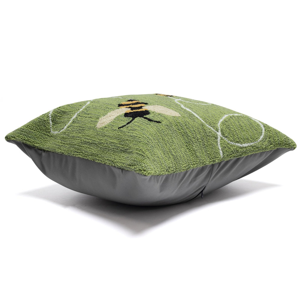 Trans Ocean Liora Manne Frontporch Buzzy Bees Pillow - Whimsical Green 18" X 18" Indoor/Outdoor Accent Decor Green Polyester,Acrylic 7fp8s443706