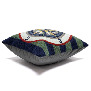 Trans Ocean Liora Manne Striped Compass Pillow 18" X 18" - Vibrant Indoor/Outdoor Accent For Beach Homes Multi Polyester,Acrylic 7fp8s462644