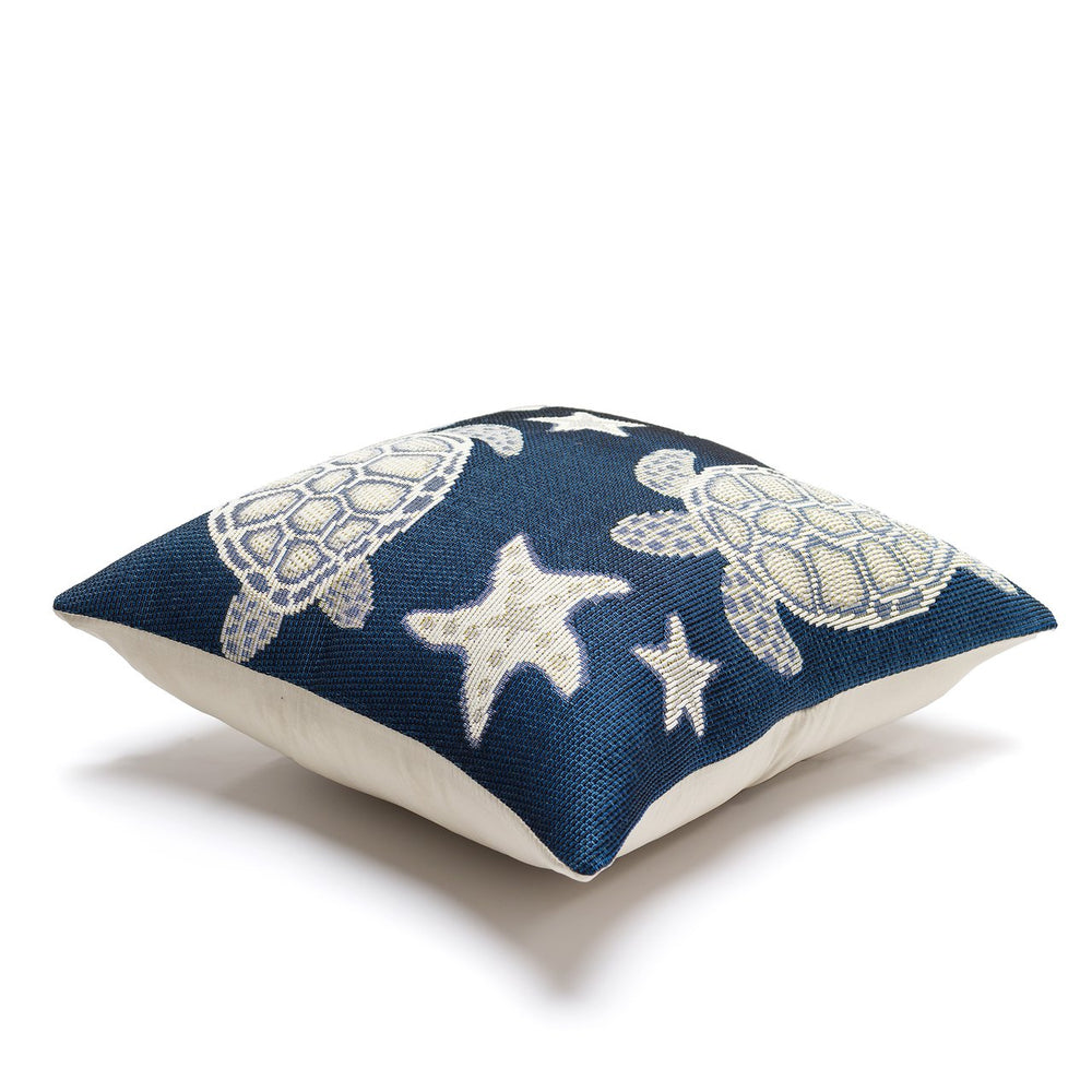 Trans Ocean Liora Manne Marina Turtle And Stars Indoor/Outdoor Pillow - Coastal Decor For Any Space Navy Polypropylene,Polyester 7mr8s957633