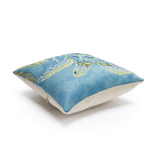 Trans Ocean Liora Manne Marina Seaturtle Pillow - 18" Coastal Accent For Indoor/Outdoor Spaces, Easy Care Blue Polypropylene,Polyester 7mr8s958104