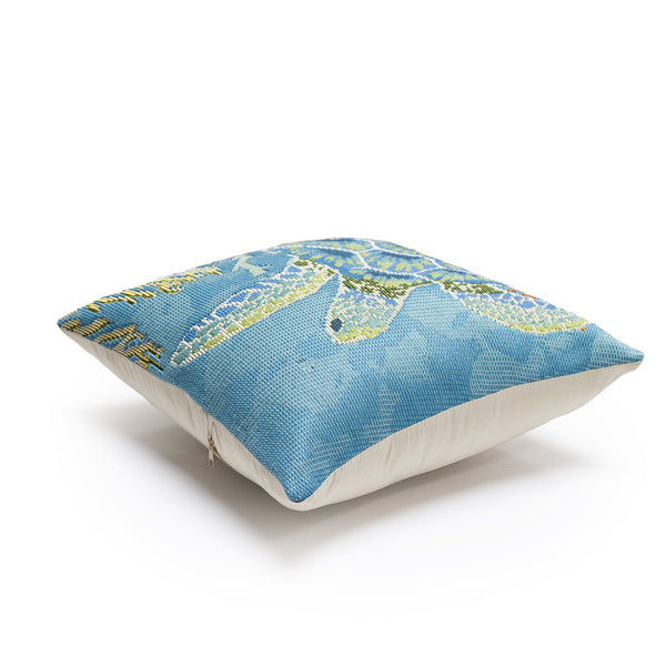 Trans Ocean Liora Manne Marina Seaturtle Pillow - 18" Coastal Accent For Indoor/Outdoor Spaces, Easy Care Blue Polypropylene,Polyester 7mr8s958104
