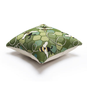 Trans Ocean Liora Manne Marina Bee Free Indoor/Outdoor Pillow - Nature-inspired Design With Buzzing Bees Green Polypropylene,Polyester 7mr5s958506