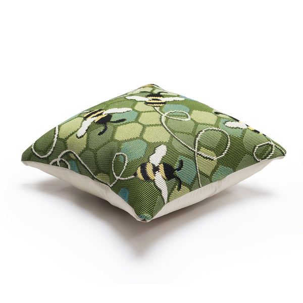 Trans Ocean Liora Manne Marina Bee Free Indoor/Outdoor Pillow - Nature-inspired Design With Buzzing Bees Green Polypropylene,Polyester 7mr5s958506