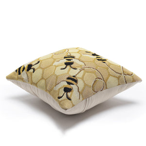 Trans Ocean Liora Manne Marina Bee Free Indoor/Outdoor Pillow - Nature-inspired Design With Buzzing Bees Gold Polypropylene,Polyester 7mr8s958509