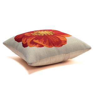 Trans Ocean Liora Manne Marina Red Flower Pillow - 18" X 18" Indoor/Outdoor, Machine Washable, Transitional Style Red Polypropylene,Polyester 7mr8s973224