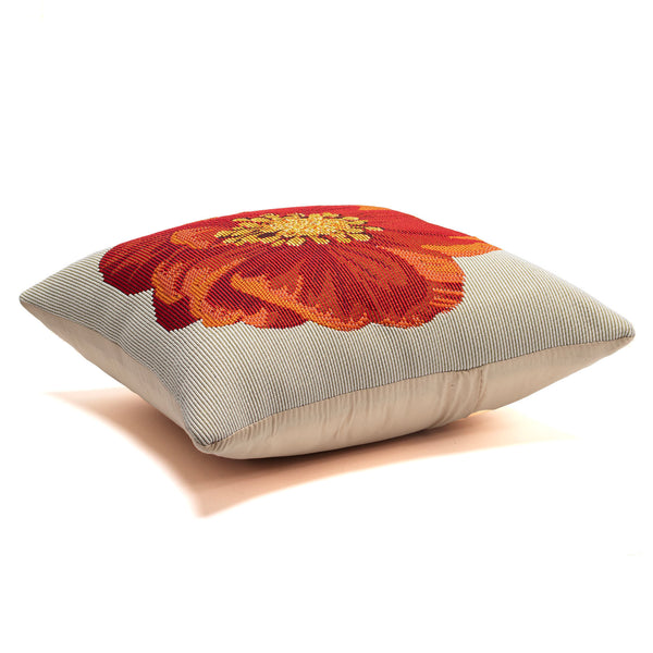Trans Ocean Liora Manne Marina Red Flower Pillow - 18" X 18" Indoor/Outdoor, Machine Washable, Transitional Style Red Polypropylene,Polyester 7mr8s973224