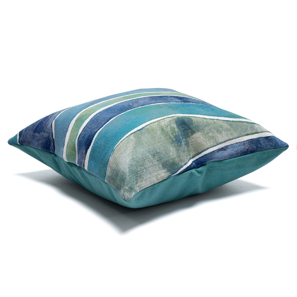 Trans Ocean Liora Manne Visions Iii Waves Indoor/Outdoor Handmade Pillow - Stylish Contemporary Accent Decor Blue Polyester 7sc1s312604