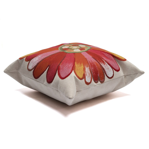 Trans Ocean Liora Manne Visions Iii Handmade Floral Pillow - Contemporary Botanical Design For Indoor/Outdoor Use Orange Polyester 7sc2s314917