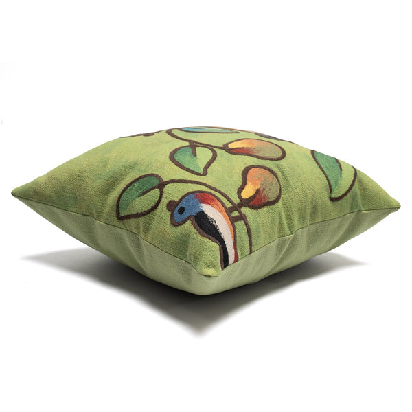 Trans Ocean Liora Manne Visions Iii Song Birds Handmade Indoor/Outdoor Pillow - Stunning Nature Garden Accent Green Polyester 7sc1s411906