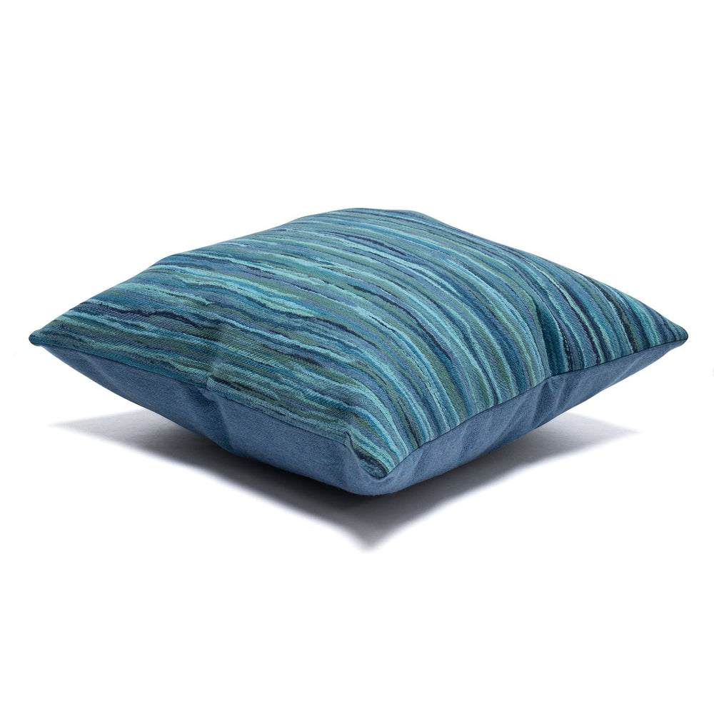 Trans Ocean Liora Manne Visions Iii Handmade Indoor/Outdoor Pillow - Contemporary Blue Stripe Decor Accent Blue Polyester 7sc2s500103