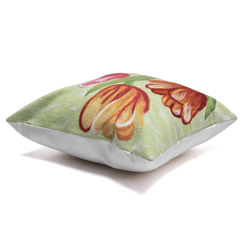 Trans Ocean Liora Manne Visions Iv Tulips Indoor/Outdoor Pillow - Stunning Botanical Art For Home Decor Red Polyester 7sd1s320824