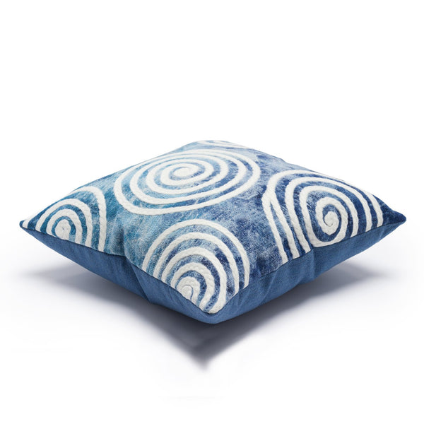 Trans Ocean Liora Manne Visions Iv Curl Indoor/Outdoor Handmade Pillow - Durable, Artistic Accent For Any Space Blue Polyester 7sd2s505503