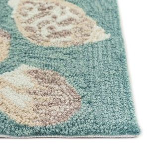 Trans Ocean Liora Manne Capri Seashell Border Handmade Area Rug – Durable Coastal Design For Indoor/Outdoor Spaces Blue Polyester,Acrylic Capr8172304