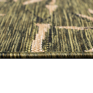 Trans Ocean Liora Manne Carmel Botanical Leaf Indoor/Outdoor Area Rug With Elegant Bamboo Border Design Green Polypropylene,Polyester Crer8848806