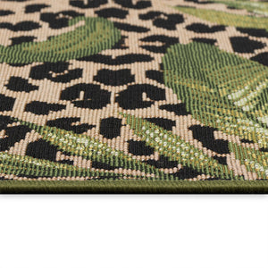 Trans Ocean Liora Manne Esencia Safari Indoor/Outdoor Mat - Bold Leopard Print With Tropical Leaves Design Green Polypropylene,Polyester Ecnr5805606