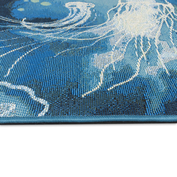 Trans Ocean Liora Manne Esencia Indoor/Outdoor Jellyfish Mat - Vibrant Coastal Design For Any Space Blue Polypropylene,Polyester Ecn23815504