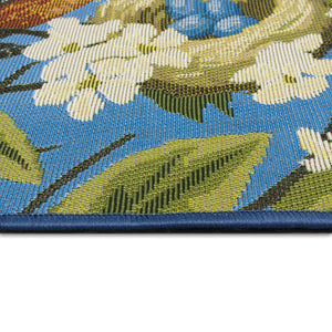 Trans Ocean Liora Manne Esencia Robin's Nest Indoor/Outdoor Mat - Whimsical Design With Charming Bird & Flowers Blue Polypropylene,Polyester Ecnr5958603