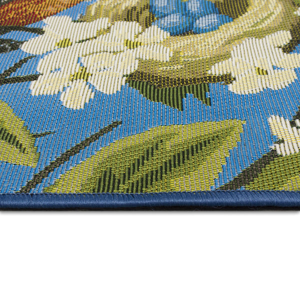Trans Ocean Liora Manne Esencia Robin's Nest Indoor/Outdoor Mat - Whimsical Design With Charming Bird & Flowers Blue Polypropylene,Polyester Ecnr5958603