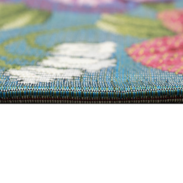 Trans Ocean Liora Manne Esencia Secret Garden Mat - Vibrant Botanical Design For Indoor/Outdoor Spaces Blue Polypropylene,Polyester Ecn23958904