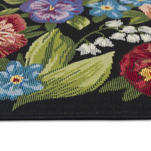 Trans Ocean Liora Manne Esencia Secret Garden Mat - Vibrant Botanical Design For Indoor/Outdoor Spaces Black Polypropylene,Polyester Ecn34958948