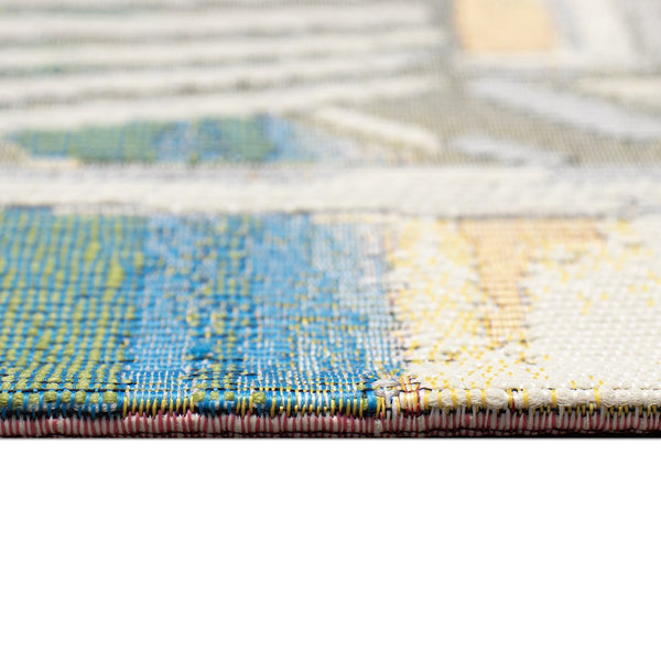 Trans Ocean Liora Manne Esencia Santa Siesta Indoor/Outdoor Mat - Whimsical Beach Scene For Holiday Cheer Blue Polypropylene,Polyester Ecn34964104