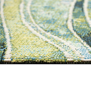 Trans Ocean Liora Manne Esencia Wave Indoor/Outdoor Mat - Contemporary Abstract Design In Soothing Blue Hues Green Polypropylene,Polyester Ecn23966206
