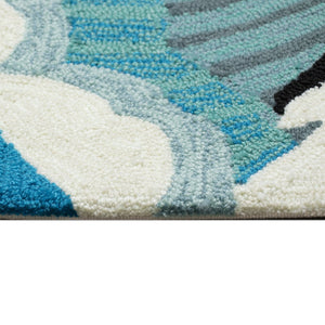 Trans Ocean Liora Manne Frontporch Surfing Dogs Coastal Indoor/Outdoor Mat For A Vibrant Beachy Entrance Blue Polyester,Acrylic Ftp12147304