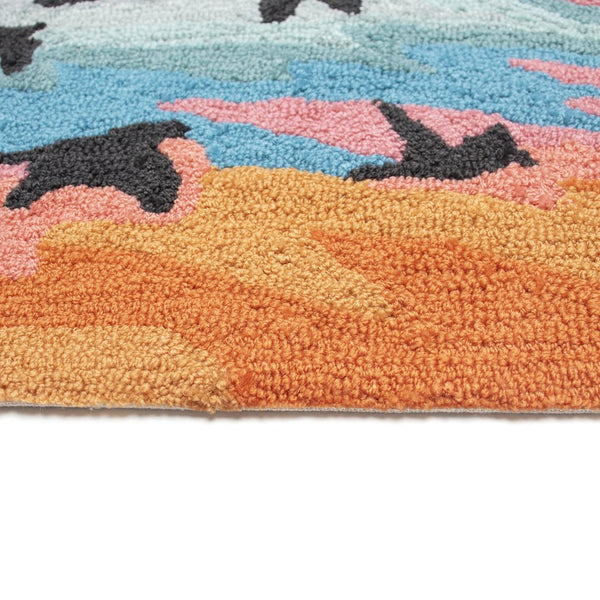 Trans Ocean Liora Frontporch Flock Indoor/Outdoor Rug - Whimsical Bird Design For A Charming Home Accent Blue Polyester,Acrylic Ftp34457203