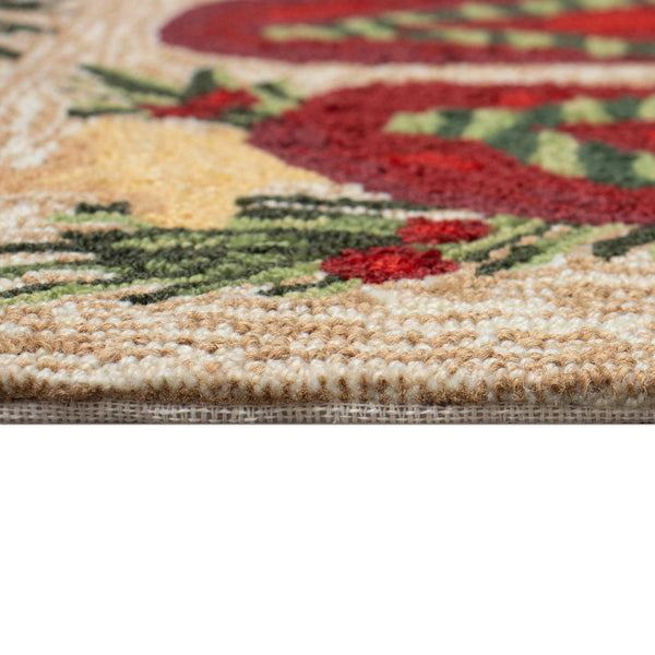 Trans Ocean Liora Manne Frontporch Mistletoes Indoor/Outdoor Mat With Festive Flip Flops And Greenery Design Natural Polyester,Acrylic Ftp34469812