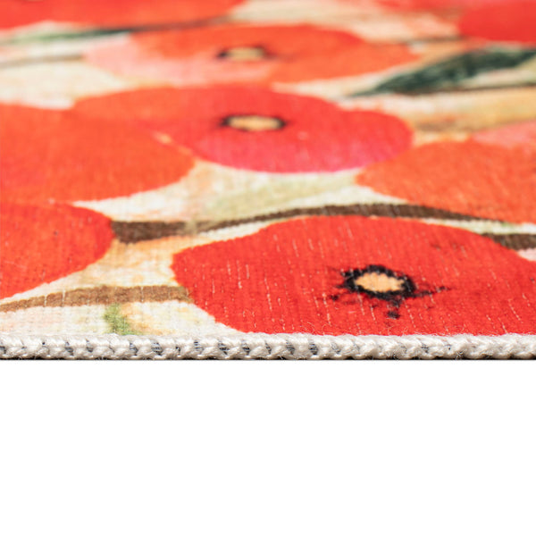 Trans Ocean Liora Manne Impressions Poppies Indoor Mat - Vibrant Floral Design On Marled Gold Background Red Polyester Iprr5292524