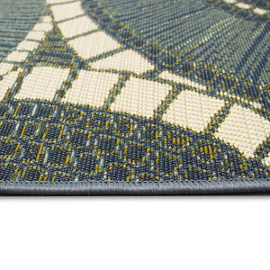 Trans Ocean Liora Manne Marina Circles Pillow - Contemporary Geometric Design For Indoor/Outdoor Elegance Blue Polypropylene,Polyester Mnar8803503