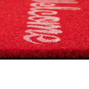 Trans Ocean Liora Manne Winter Welcome Outdoor Mat - Festive Red Coir Decor With Christmas Tree & Silver Greeting Red Coir Ntr12207024