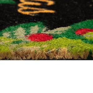 Trans Ocean Liora Manne Merry Christmas Holly Outdoor Mat - Elegant Black Coir With Festive Border Design 1'6"X2'6" Black Coir Ntr12222748