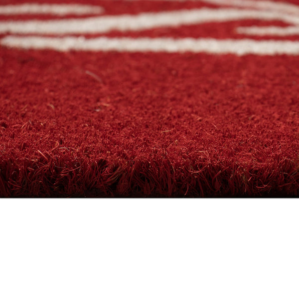 Trans Ocean Liora Happy Holidays Holly Outdoor Mat - Festive Red Coir Design With Botanical Leaves, 1'6" X 2'6" Red Coir Ntr12251324