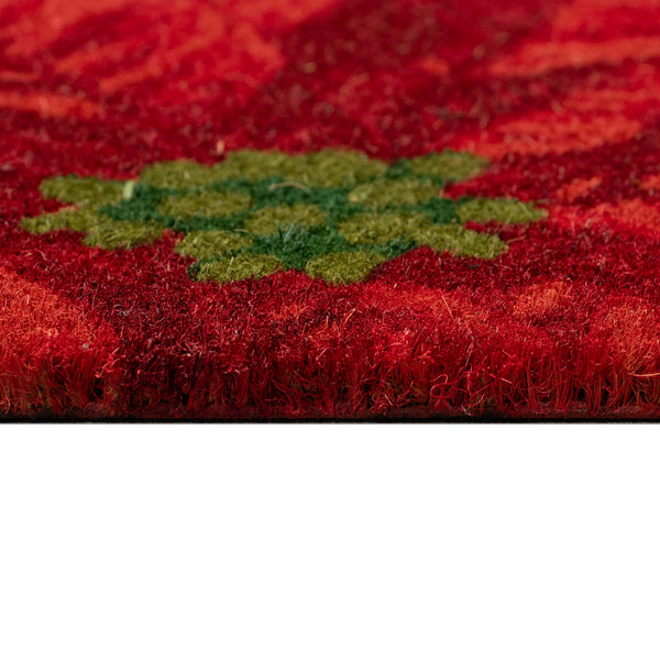 Trans Ocean Liora Manne Natura Poinsettia Outdoor Mat - Festive Floral Design For A Vibrant Entryway 1'6"X2'6" Natural Coir Ntrh1254212